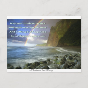 Irish Blessing prayer & rainbow Postcard