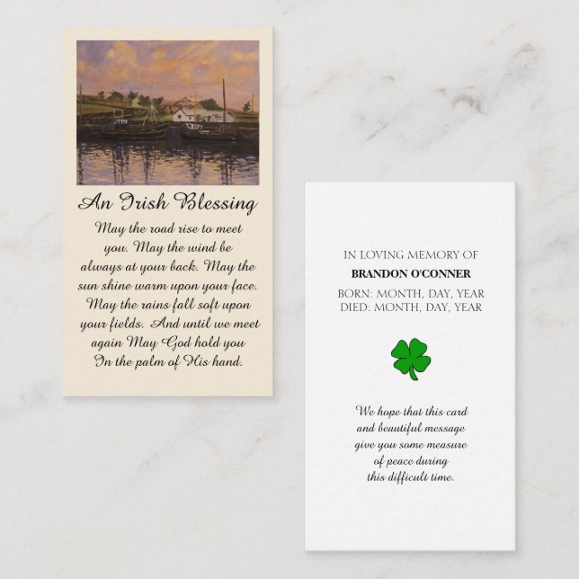 Irish Blessing Remembrance Memorial Card (Front/Back)