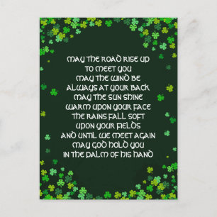 Irish Blessing Shamrock Design Personalised Holiday Postcard