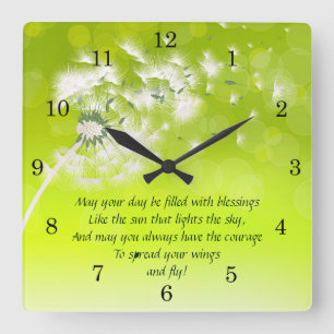 Irish Blessing, Spread your wings and fly Square Wall Clock