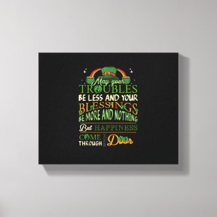 Irish Blessing St Patricks Day Leprechaun Rainbow Canvas Print
