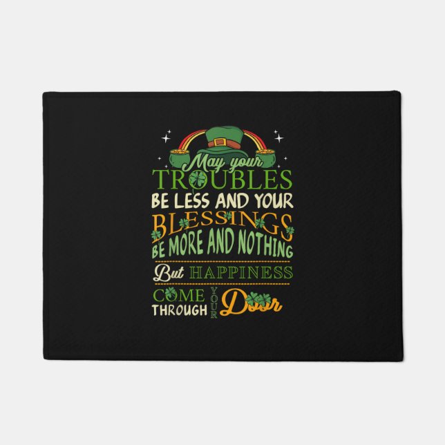 Irish Blessing St Patricks Day Leprechaun Rainbow  Doormat (Front)