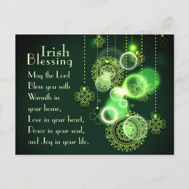 Irish Blessing The Lord Bless You, Shamrock Design Postcard (Front)