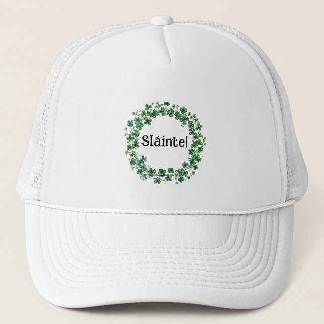 Irish Blessing White Trucker Hat – Lucky & Stylish (Front)