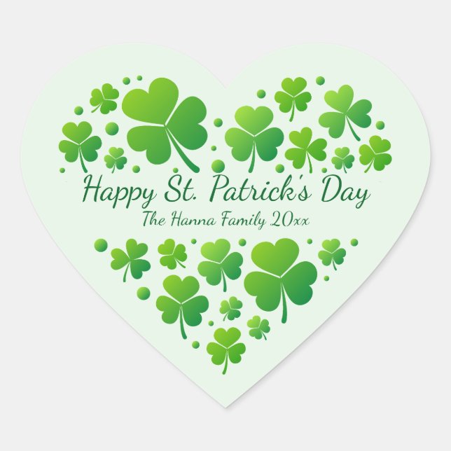 Irish blessings and shamrocks are symbols of luck heart sticker (Front)