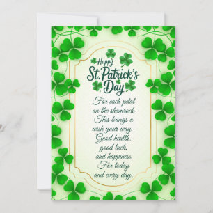 Irish blessings and shamrocks are symbols of luck holiday card