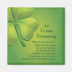 Irish Blessings Green Shamrock, Celtic Magnet