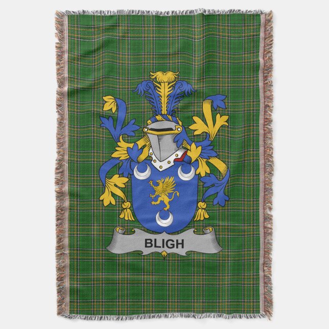  Irish Bligh Coat of Arms Family Crest Ireland Throw Blanket (Front Vertical)