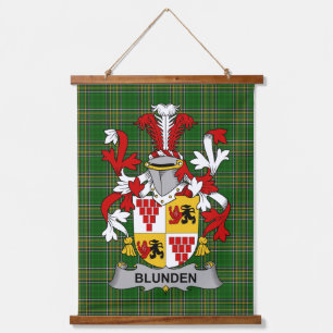 Irish Blunden Coat of Arms Family Crest Hanging Tapestry