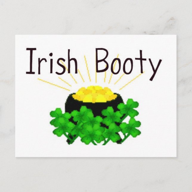 Irish Booty Pot of Gold St. Patrick's Day Postcard (Front)