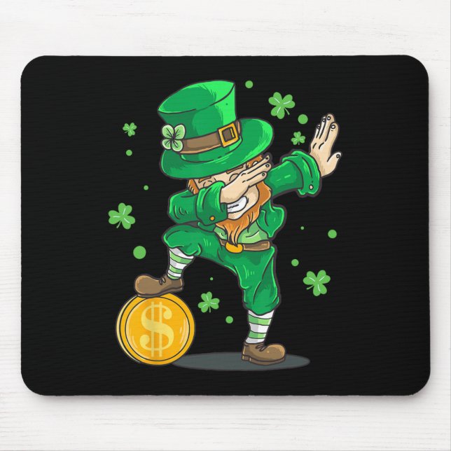Irish Boy Dabbing Leprechaun Funny St Patrick Day  Mouse Pad (Front)