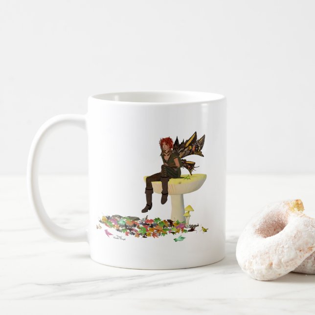 Irish Boy Fairy On Mushroom Coffee Mug (With Donut)