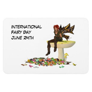 Irish Boy Fairy On Mushroom Flexible Photo Magnet