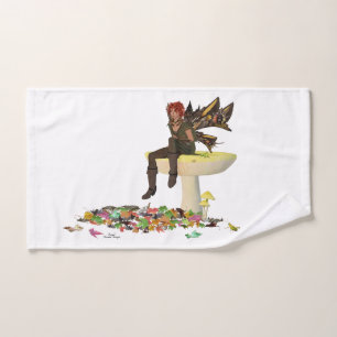 Irish Boy Fairy On Mushroom Hand Towel
