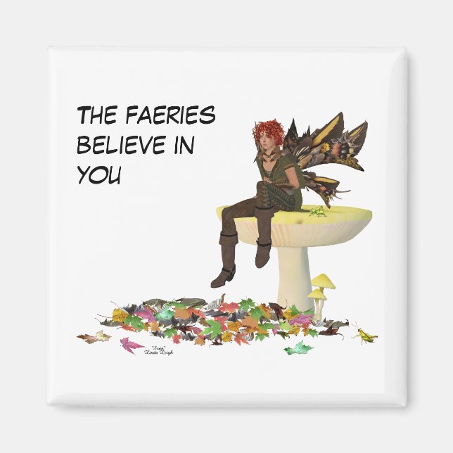 Irish Boy Fairy On Mushroom Magnet (Front)