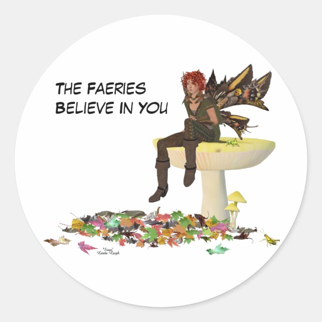 Irish Boy Fairy On Mushroom Stickers (Front)