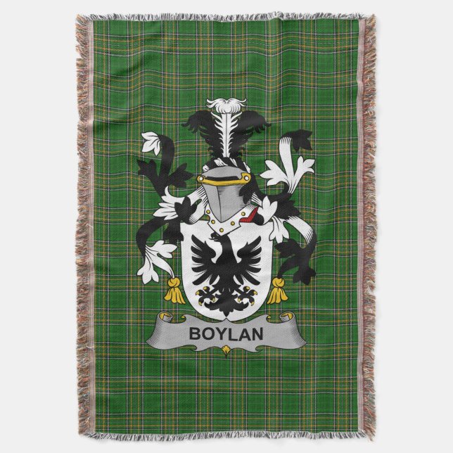  Irish Boylan or O_Boylan Coat of Arms Family Cres Throw Blanket (Front Vertical)