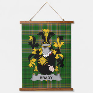 Irish Brady or McBrady Coat of Arms Family Crest Hanging Tapestry