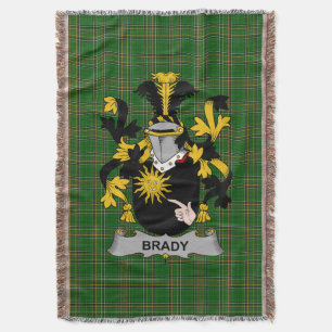 Irish Brady or McBrady Coat of Arms Family Crest Throw Blanket