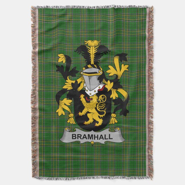  Irish Bramhall Coat of Arms Family Crest Ireland Throw Blanket (Front Vertical)