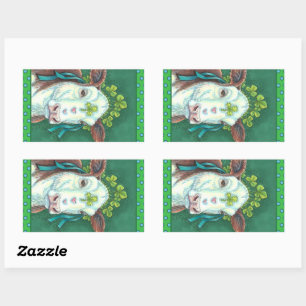 IRISH BRED ST. PATRICK'S DAY HEIFER, SHAMROCK COW RECTANGULAR STICKER