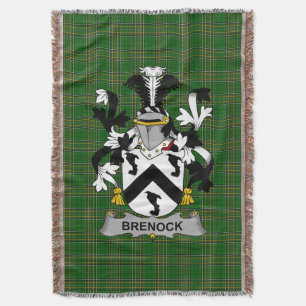 Irish Brenock Coat of Arms Family Crest Ireland Throw Blanket