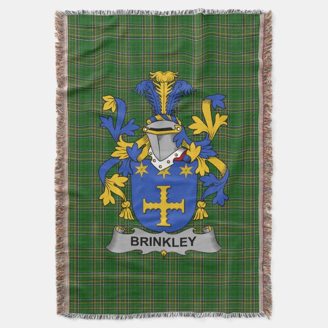  Irish Brinkley Coat of Arms Family Crest Ireland Throw Blanket (Front Vertical)