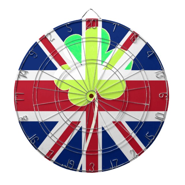 Irish British Flag Shamrock Clover St. Patrick UK Dartboard (Front)