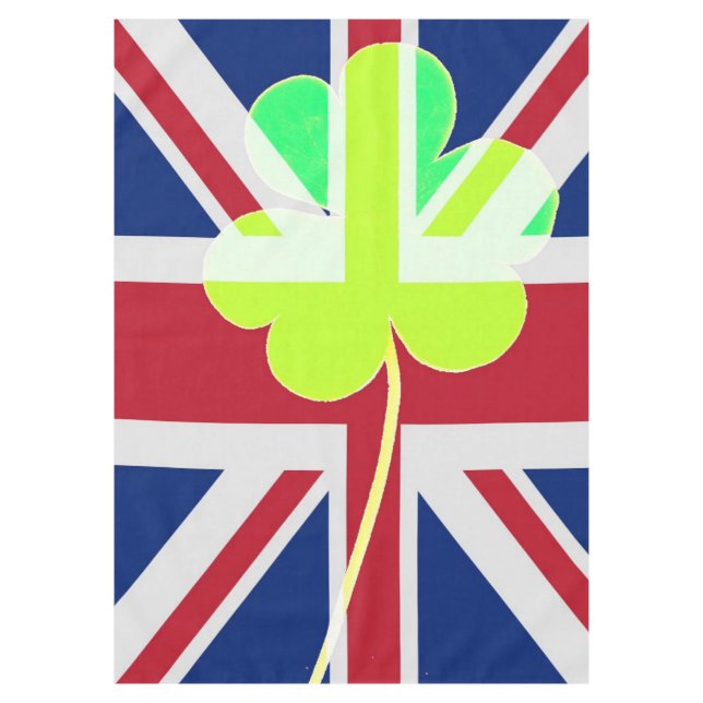 Irish British Flag Shamrock Clover St. Patrick UK Tablecloth (Front)