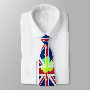 Irish British Flag Shamrock Clover St. Patrick UK Tie