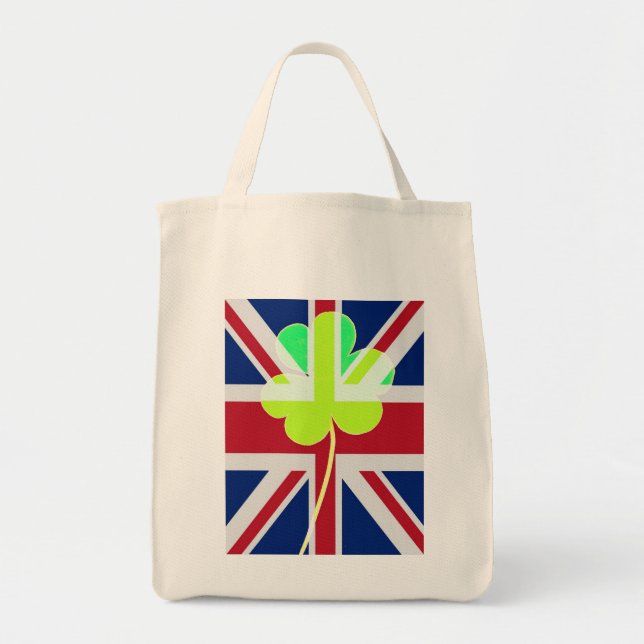 Irish British Flag Shamrock Clover St. Patrick UK Tote Bag (Front)