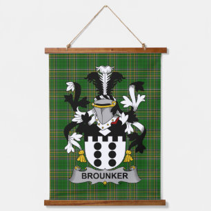 Irish Brounker Coat of Arms Family Crest Hanging Tapestry