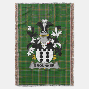 Irish Brounker Coat of Arms Family Crest Ireland Throw Blanket