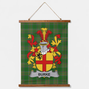 Irish Burke Coat of Arms Family Crest Hanging Tapestry