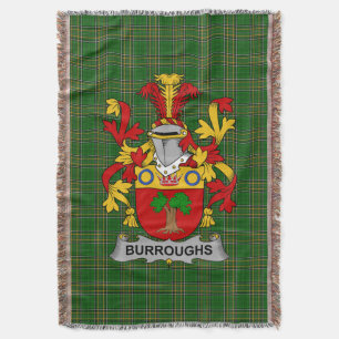 Irish Burroughs Coat of Arms Family Crest Ireland Throw Blanket