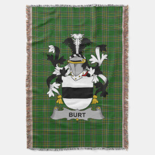 Irish Burt or Birt Coat of Arms Family Crest Irel Throw Blanket