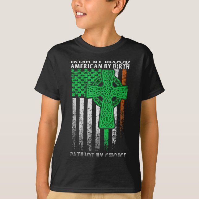 Irish By Blood American By Birth Ireland Mardi Gra T-Shirt (Front)