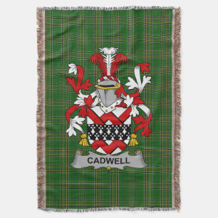 Irish Cadwell or Caddell Coat of Arms Family Cres Throw Blanket