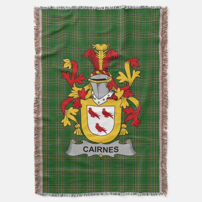  Irish Cairnes Coat of Arms Family Crest Ireland Throw Blanket (Front Vertical)