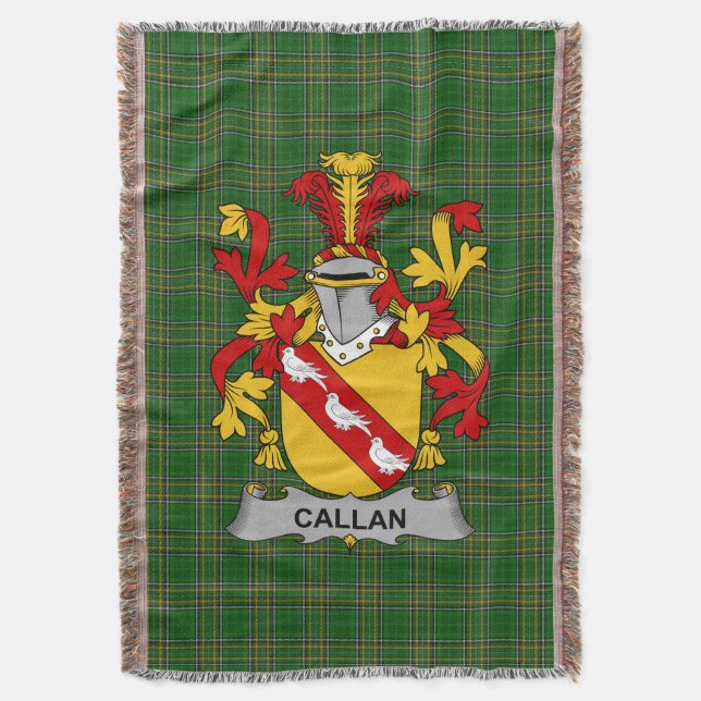  Irish Callan or O_Callan Coat of Arms Family Cres Throw Blanket (Front Vertical)