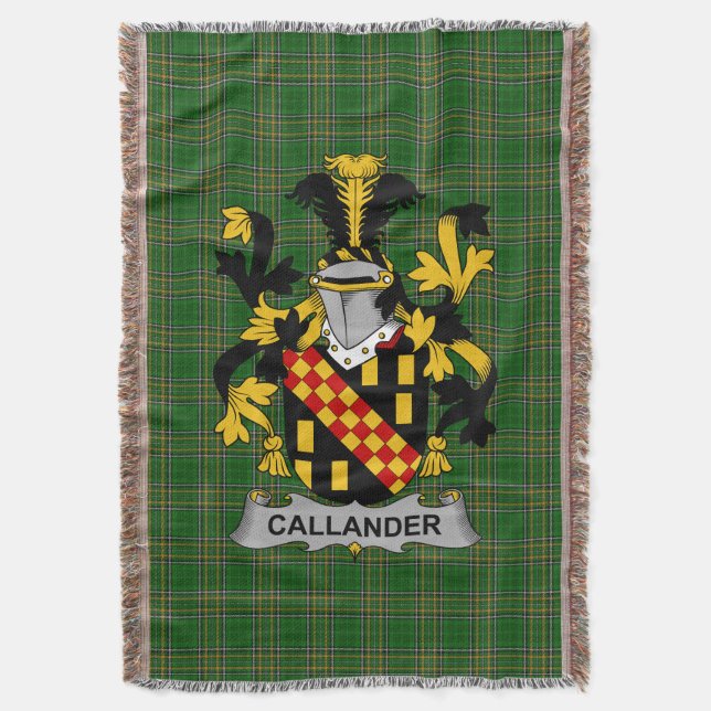  Irish Callander Coat of Arms Family Crest Ireland Throw Blanket (Front Vertical)