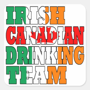 Irish canadian drinking team square sticker