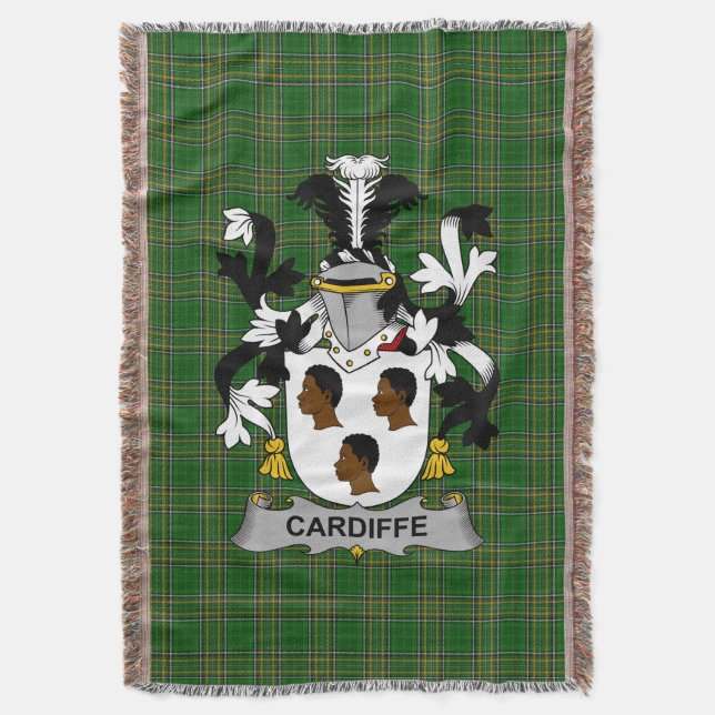  Irish Cardiffe Coat of Arms Family Crest Ireland Throw Blanket (Front Vertical)