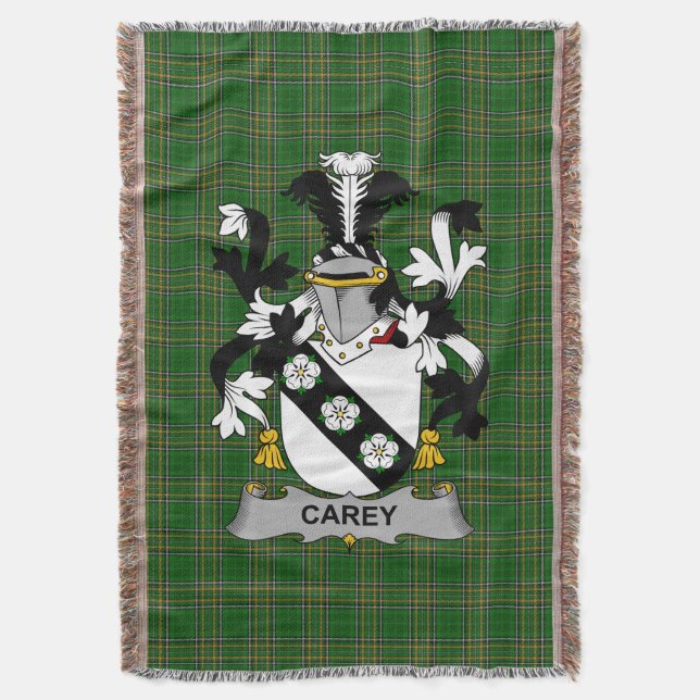  Irish Carey or Cary Coat of Arms Family Crest Ire Throw Blanket (Front Vertical)
