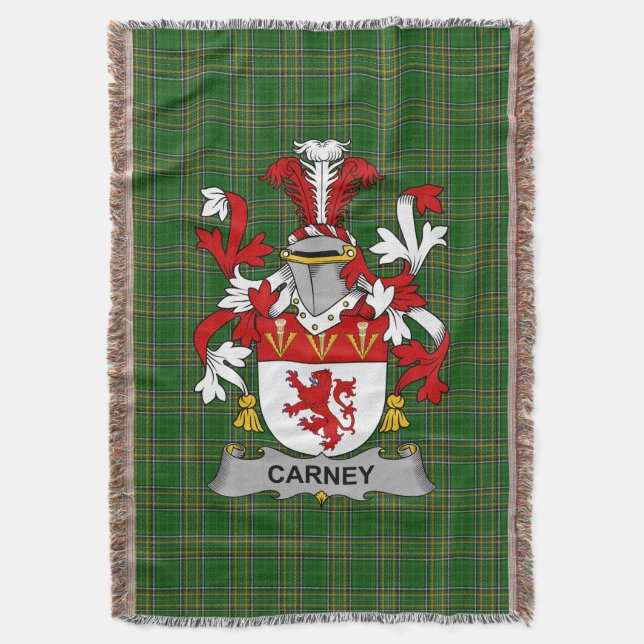  Irish Carney Coat of Arms Family Crest Ireland Throw Blanket (Front Vertical)