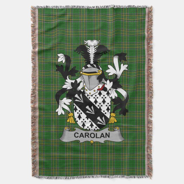  Irish Carolan Coat of Arms Family Crest Ireland Throw Blanket (Front Vertical)