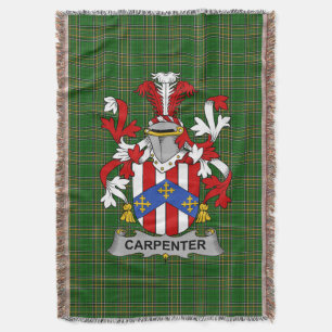 Irish Carpenter Coat of Arms Family Crest Ireland Throw Blanket