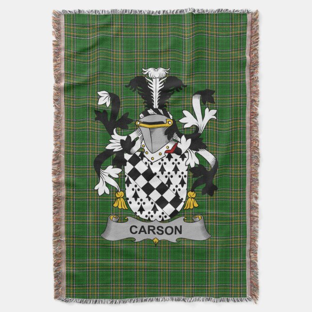  Irish Carson Coat of Arms Family Crest Ireland Throw Blanket (Front Vertical)