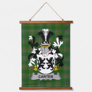 Irish Carter Coat of Arms Family Crest Hanging Tapestry