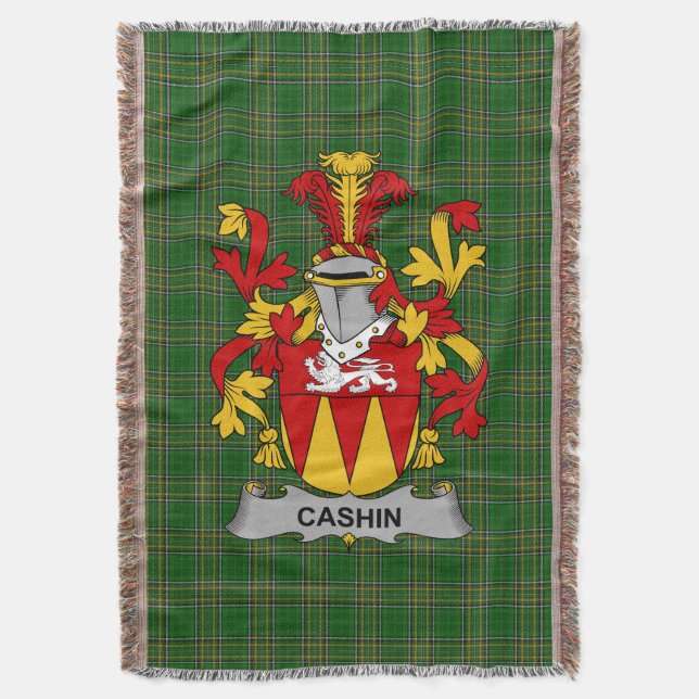  Irish Cashin or McCashine Coat of Arms Family Cre Throw Blanket (Front Vertical)